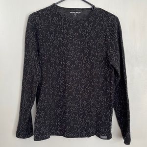 Woolrich 100% Cotton Dark Gray Floral Print Long Sleeve Top